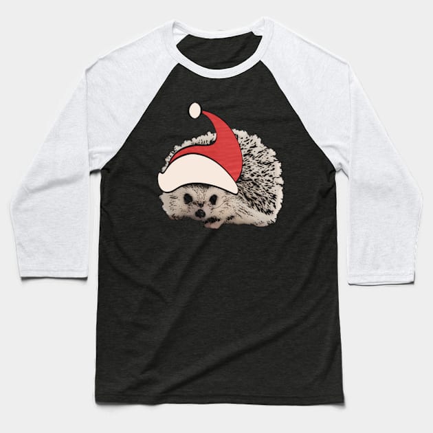 Hedgehog Christmas Santa Elf Vintage Novelty Gift Baseball T-Shirt by AmbersDesignsCo